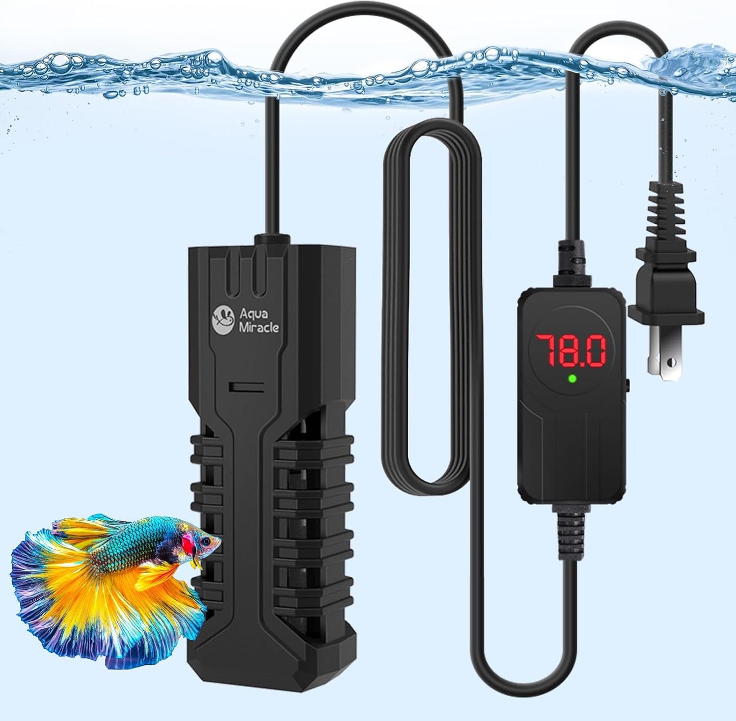 AquaMiracle Submersible Aquarium Heater with LED Digital Temp Display, Fish Tank Heater with Dry-Run & Over-Temp Protection, for Freshwater Saltwater Aquariums(300W/40-75Gal) - Image 9