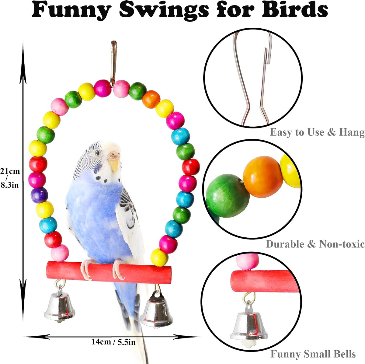 Parakeet Cockatiel Bird Toys, Parrots Conures Budgies Cage Accessories - Image 2