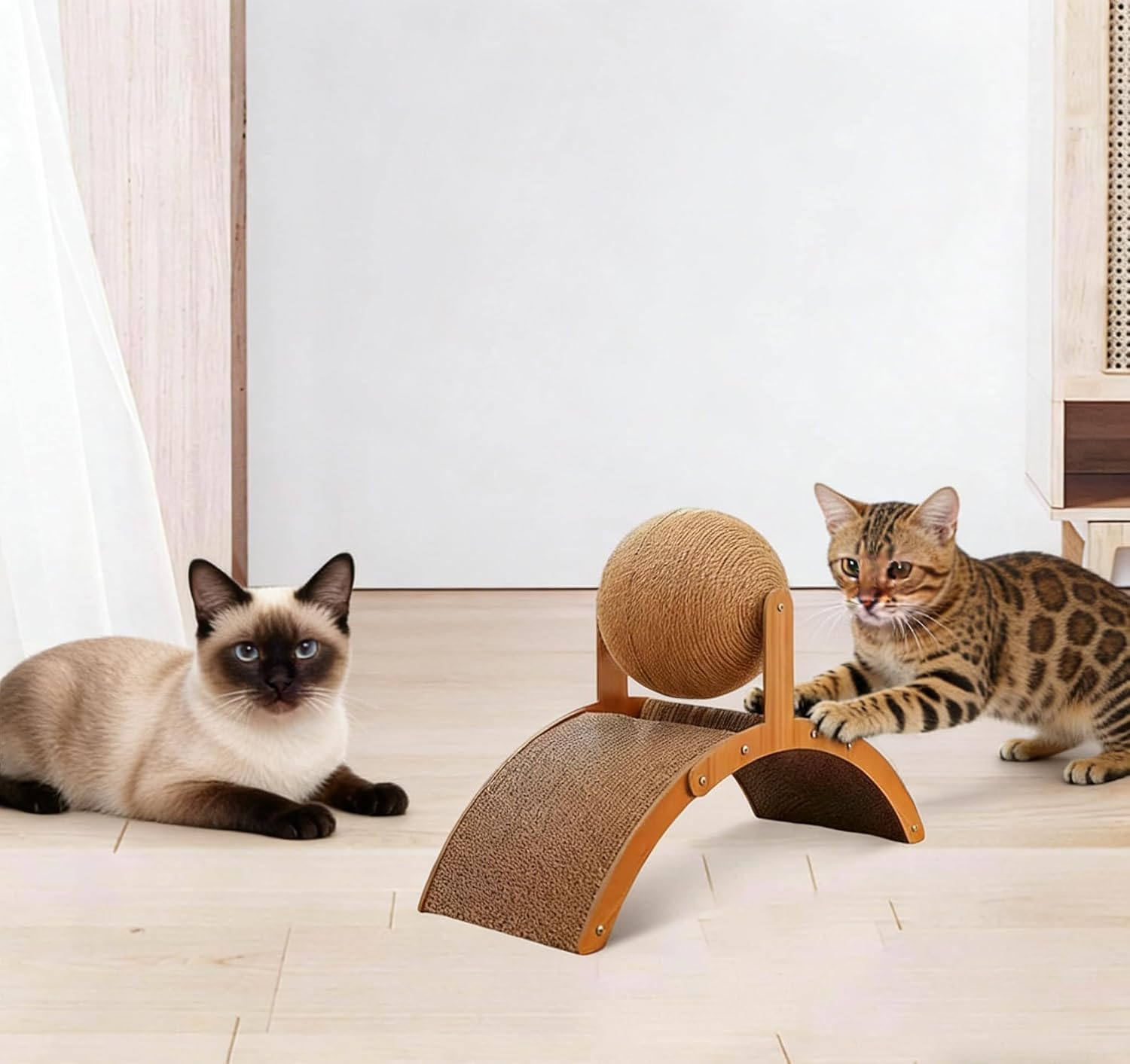 Feline scratch wheel wear resistant cat toy assembly layout view