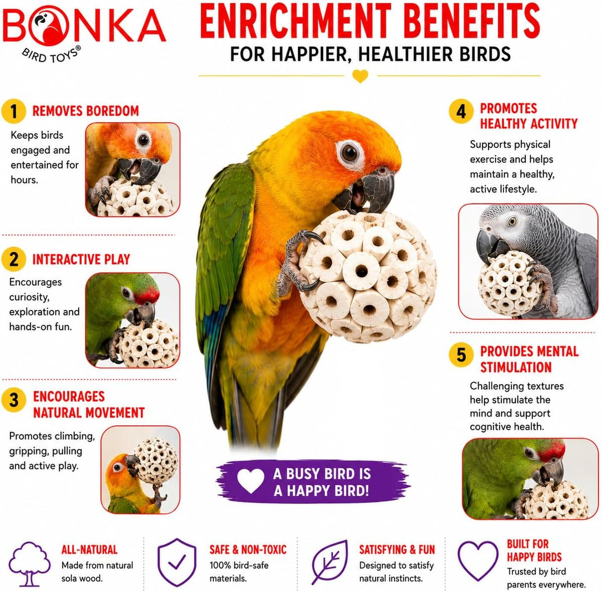 Bonka 1214 natural sola plant bird chew toys