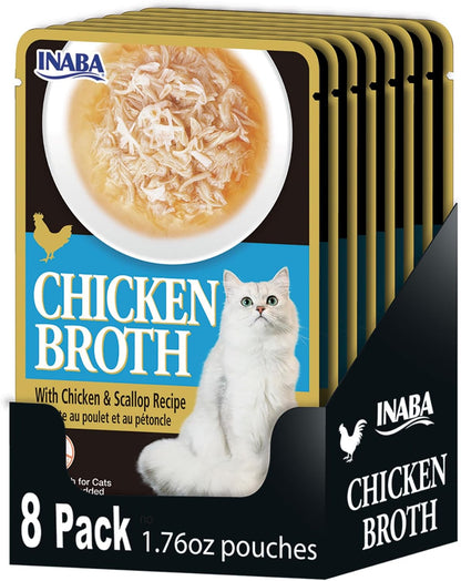 INABA Chicken Broth, Side Dish/Topper for Cats with Vitamin E, 1.76 Ounce Pouch, 8 Pouches Total, Chicken Recipe - Image 9