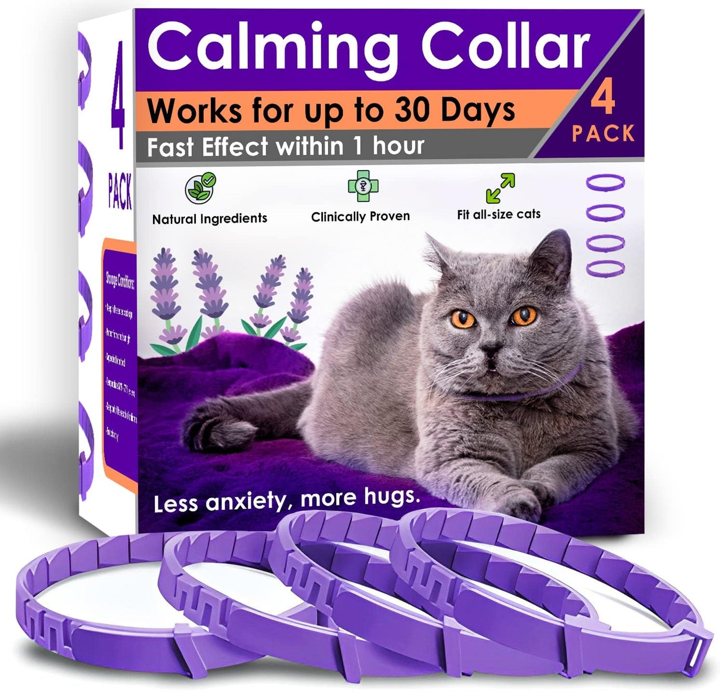 PetAtlas Calming Collar for Cats 4 pack packaging front view