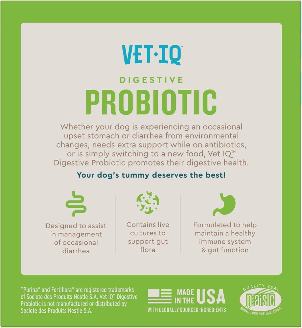 VetIQ thirty count dog digestive health daily supplement box side view
