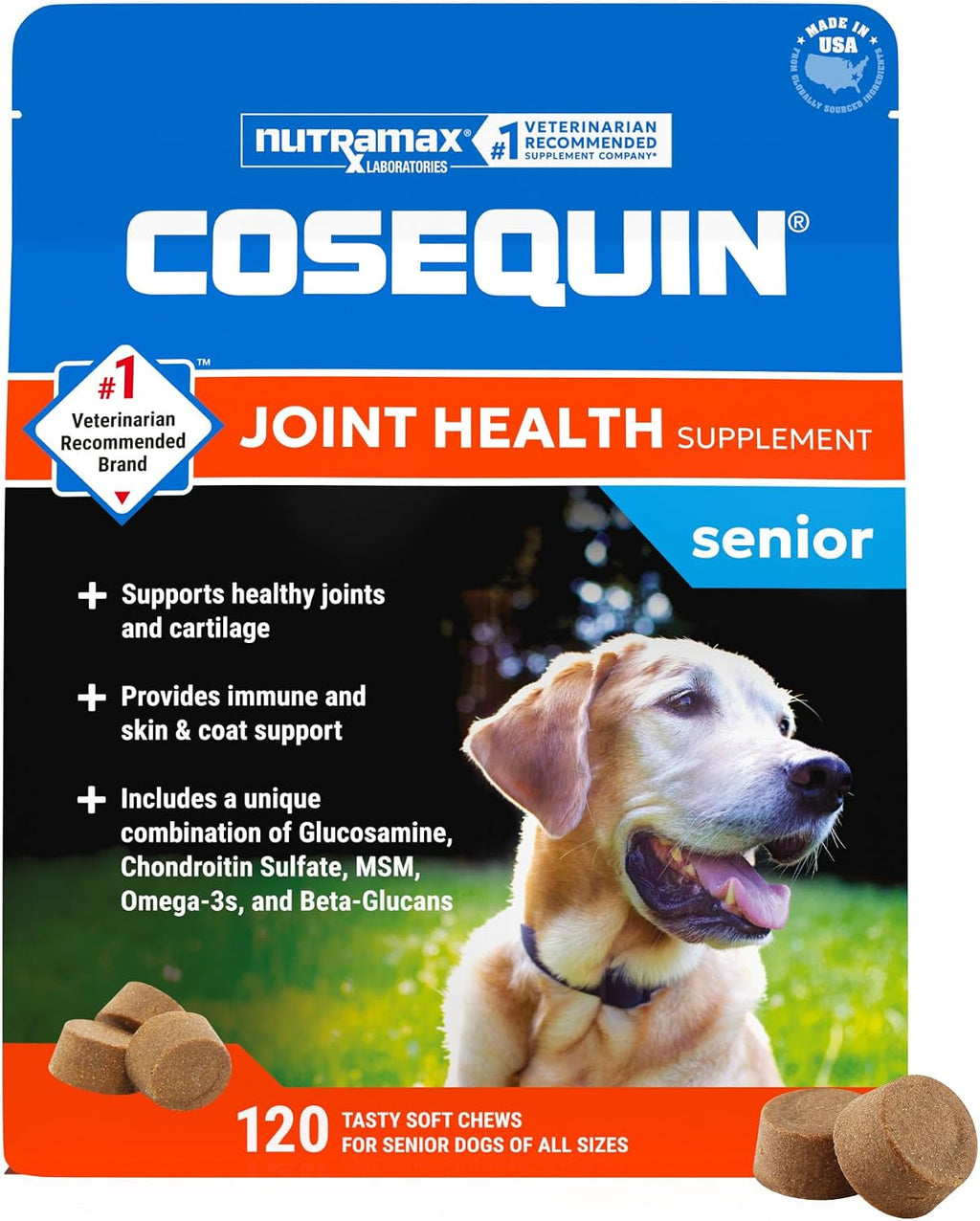 Nutramax Cosequin for Senior Dogs Joint Health Supplement, Contains Glucosamine for Dogs, Chondroitin, MSM, Omega-3s and Beta-Glucan, Supports Joint, Skin and Coat, Immune Health, Soft Chews, 60 Count - Image 9