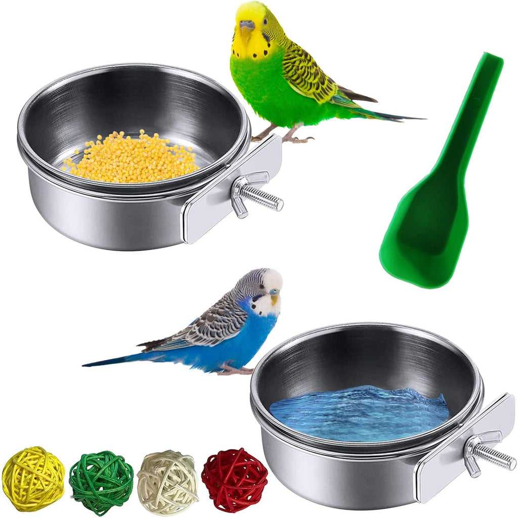 kathson Stainless Steel Bowls for Birds,4 Pcs Parrot Feeder Dish Cups,Bird Cage Water Food Bowl Coop Cup with Clamp Holder for Parrots Cockatiel Budgies Parakeet Lovebird(S) - Image 10