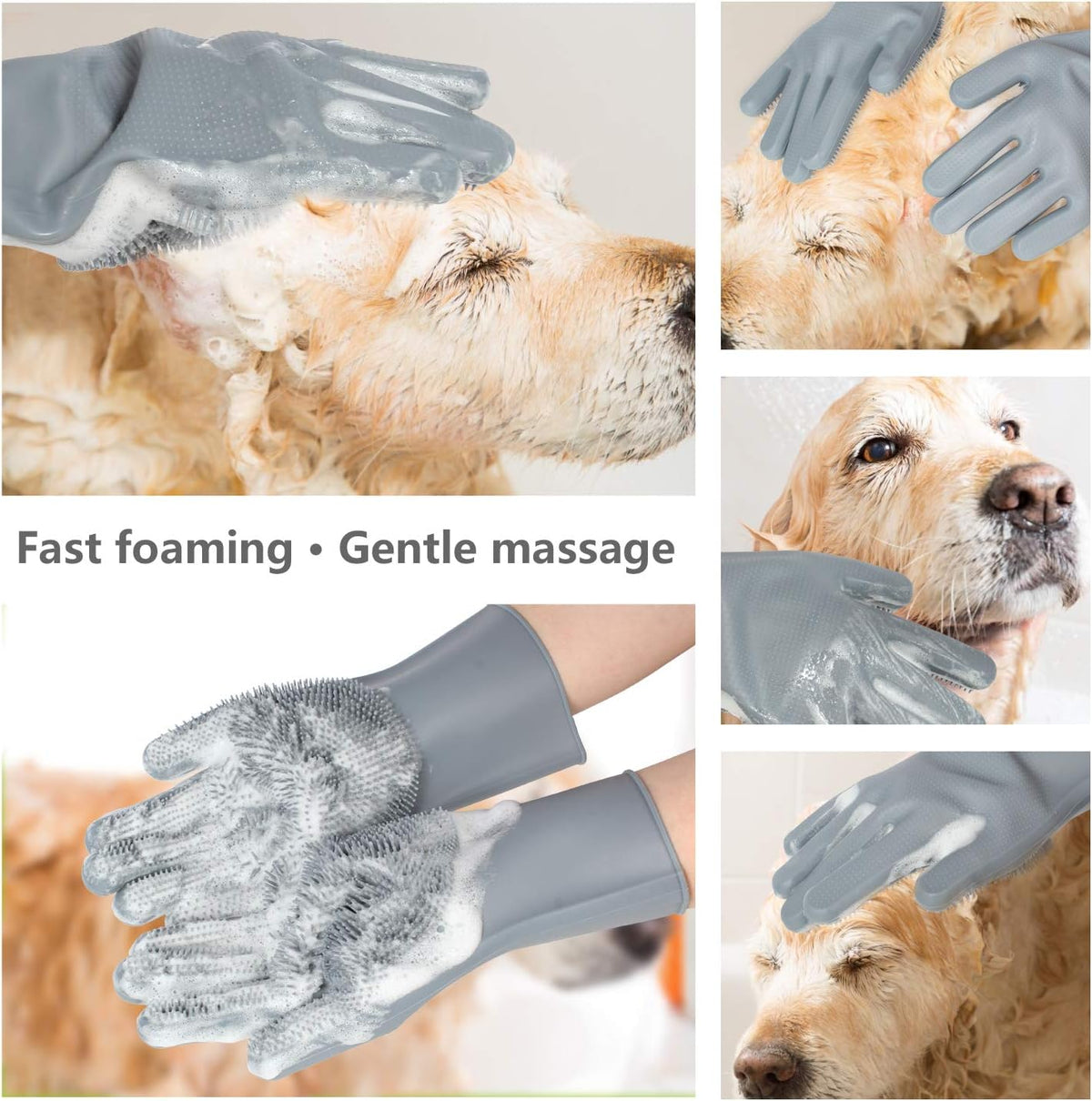Silicone bristles on Commema pet bathing glove