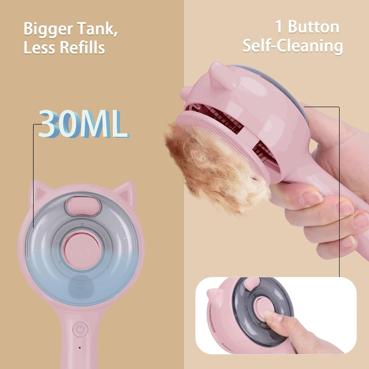 Waterless shampoo bottle included with steam brush set