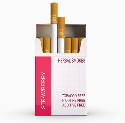 Honeyrose Strawberry Herbal Cigarettes front pack view for smoking cessation.