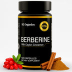 K2 Organics Berberine HCl with Ceylon Cinnamon front bottle view