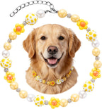 Elastic pearl dog choker with secure adjustable clasp closure