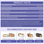 Chicken flavored canine probiotic powder close up texture and scoop visual