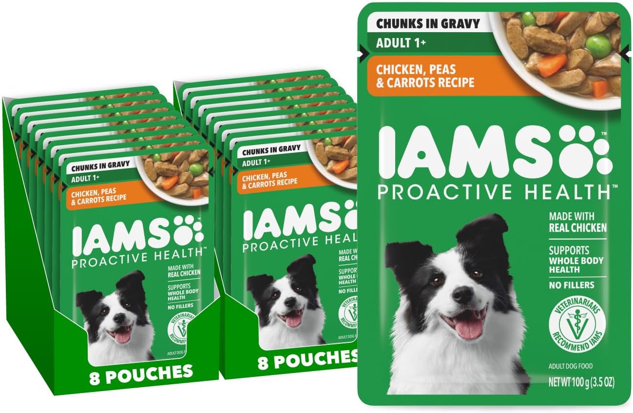 IAMS Proactive Health Adult Wet Dog Food, Beef, Peas and Carrots Recipe, 3.5 oz. Pouch (16 Count, Pack of 1) - Image 10