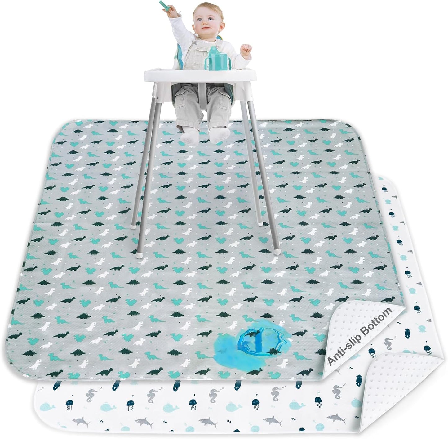 Springspirit waterproof splat mat pack of two front view laid out on kitchen floor