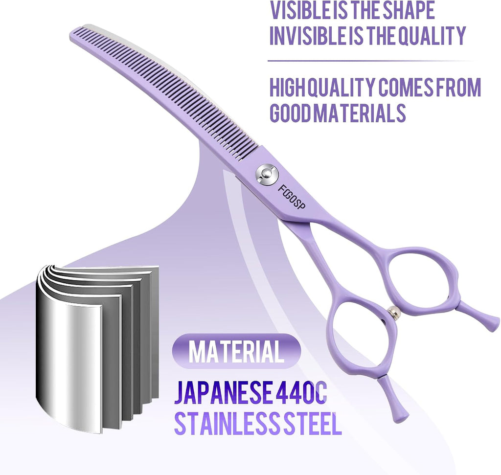 FOGOSP Macarone series pet grooming shears close up of Japanese stainless steel blades