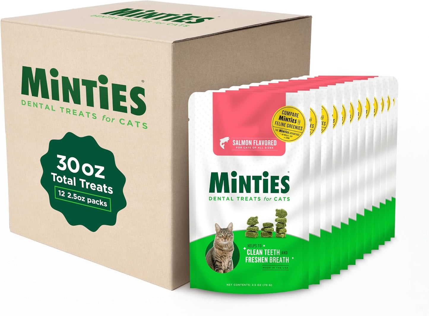 Minties Dental Treats for Cats, Salmon Flavored Cat Dental Treats, Freshens Breath and Controls Tartar, 10oz - Image 13