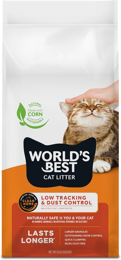 WORLD'S BEST CAT LITTER Low Tracking & Dust Control Multiple Cat Unscented 15-Pounds - Natural Ingredients, Quick Clumping, Flushable & Made in USA - Long-Lasting Odor Control & Easy Scooping - Image 11