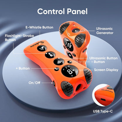 Close up of PawBehave dog training device interface and settings