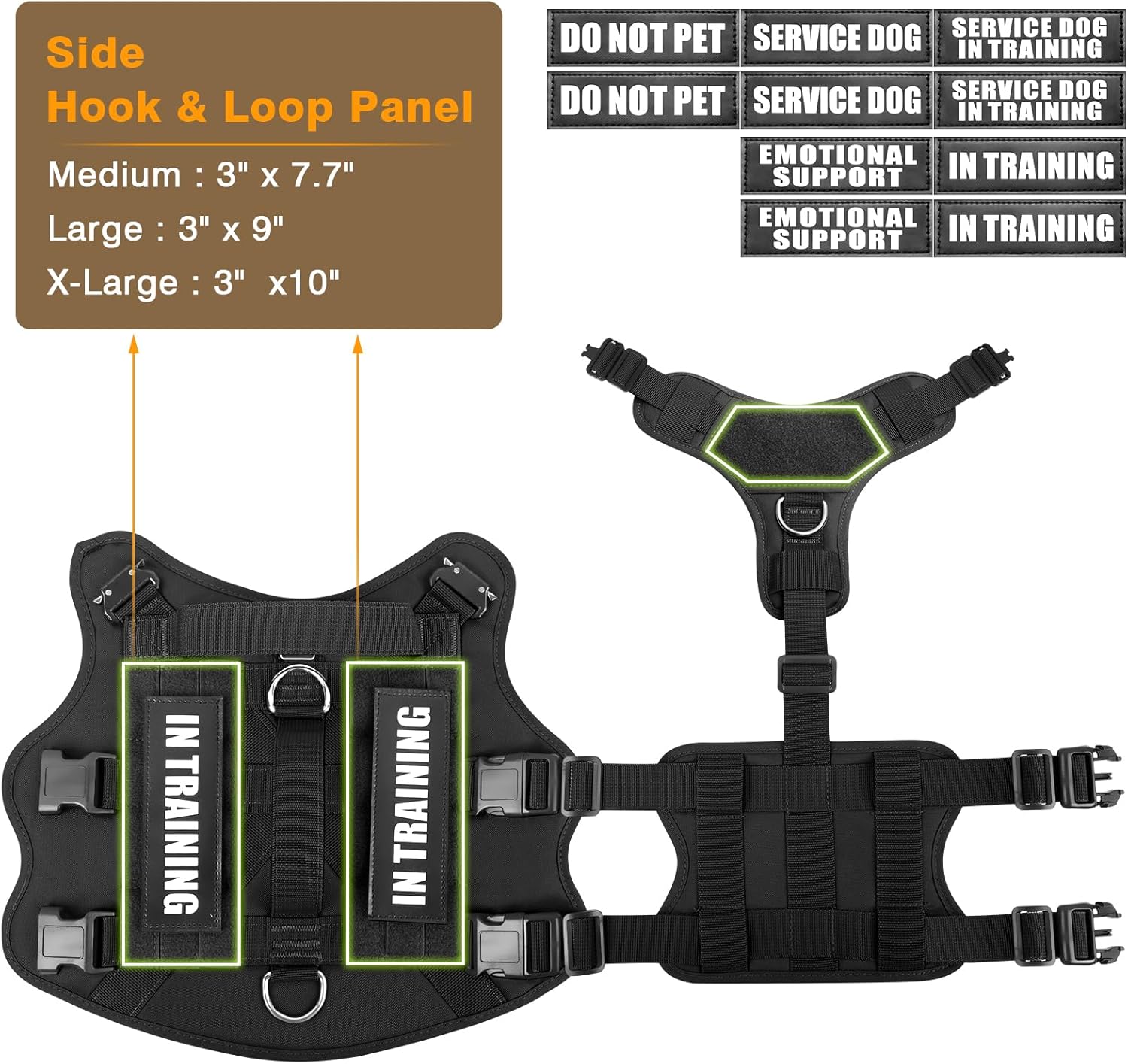 Breathable air mesh service dog harness interior protecting pet pressure load points