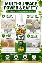 Ninety three percent naturally derived pet deodorizer safe for dogs and cats