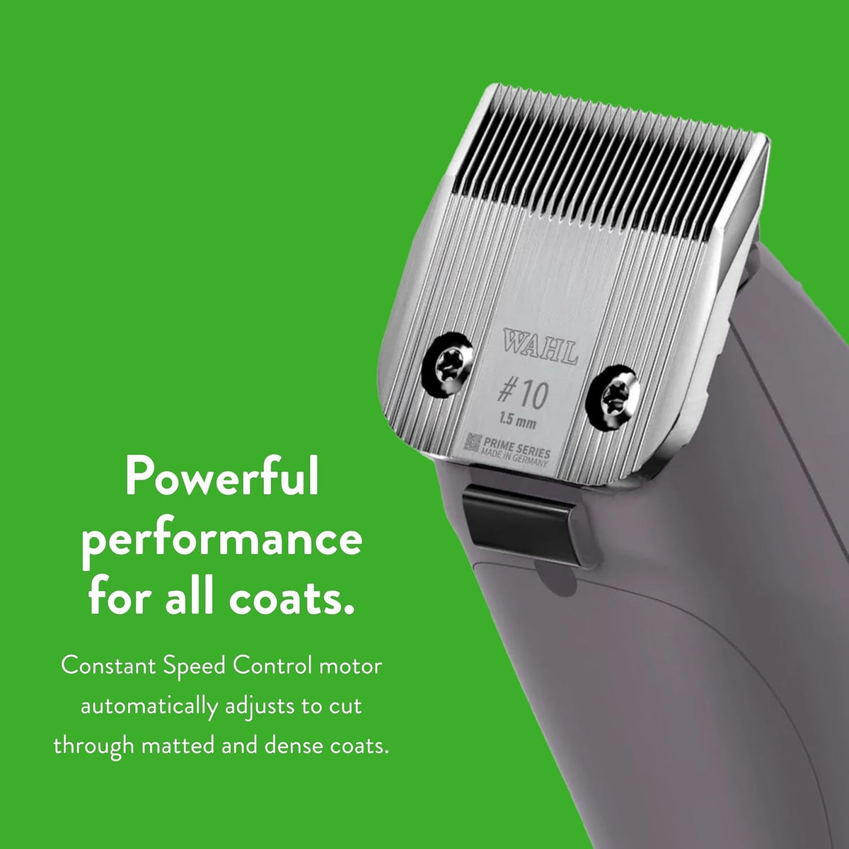 Side angle view of the lightweight Wahl purple professional corded dog and cat clipper.