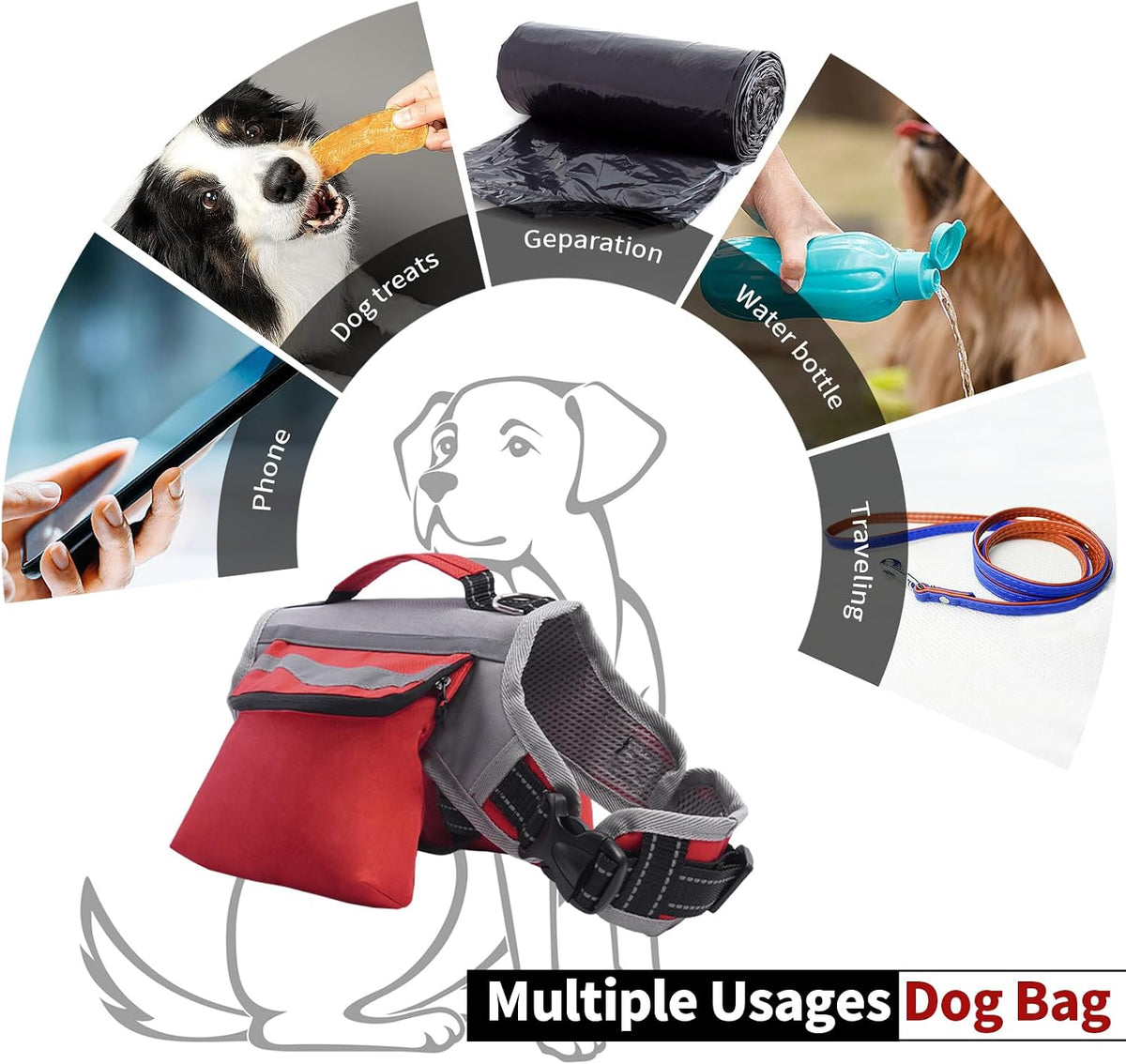 DENTRUN dog hiking gear displaying the interior breathable padded mesh ventilation window