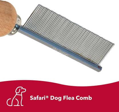 Side view of ergonomic wooden handle on Safari flea comb