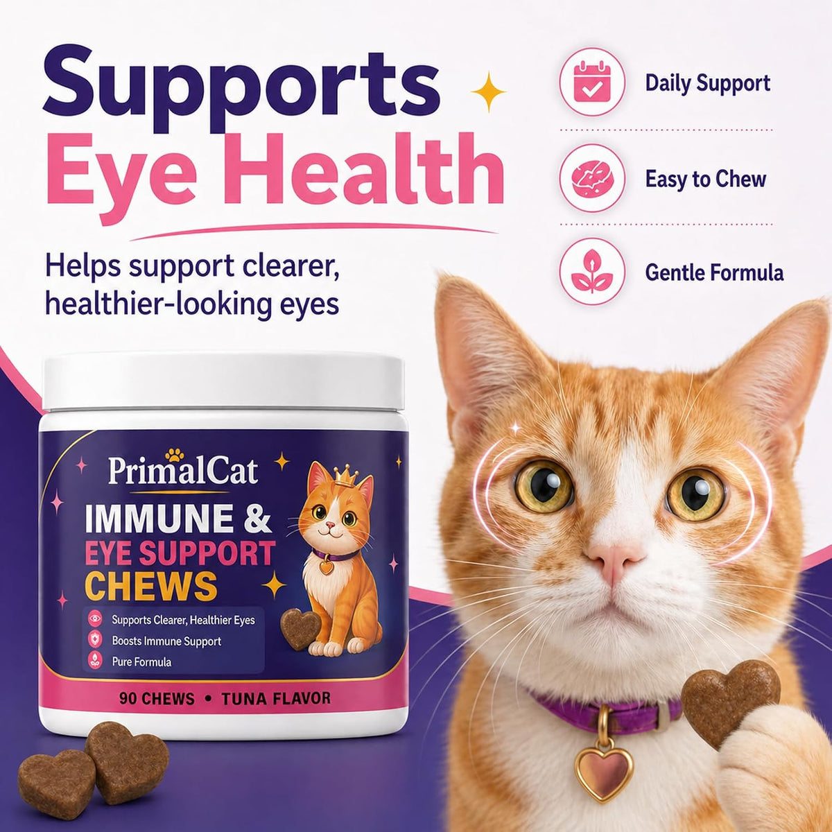 Ohiwgn PrimalCat cat immune booster tuna flavor chews supplement label close up