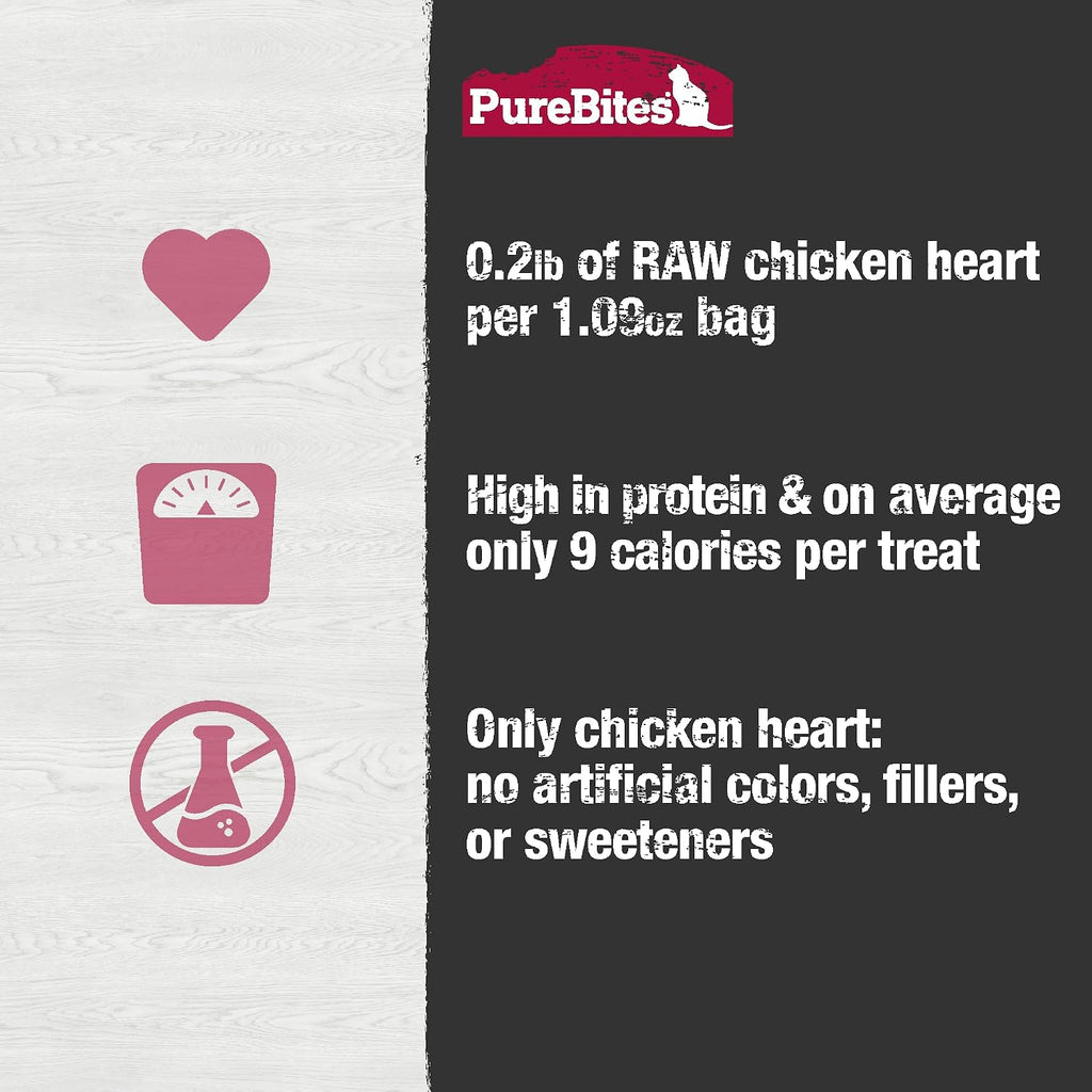 Nutrient dense chicken heart cat snack 1.09 ounce bag