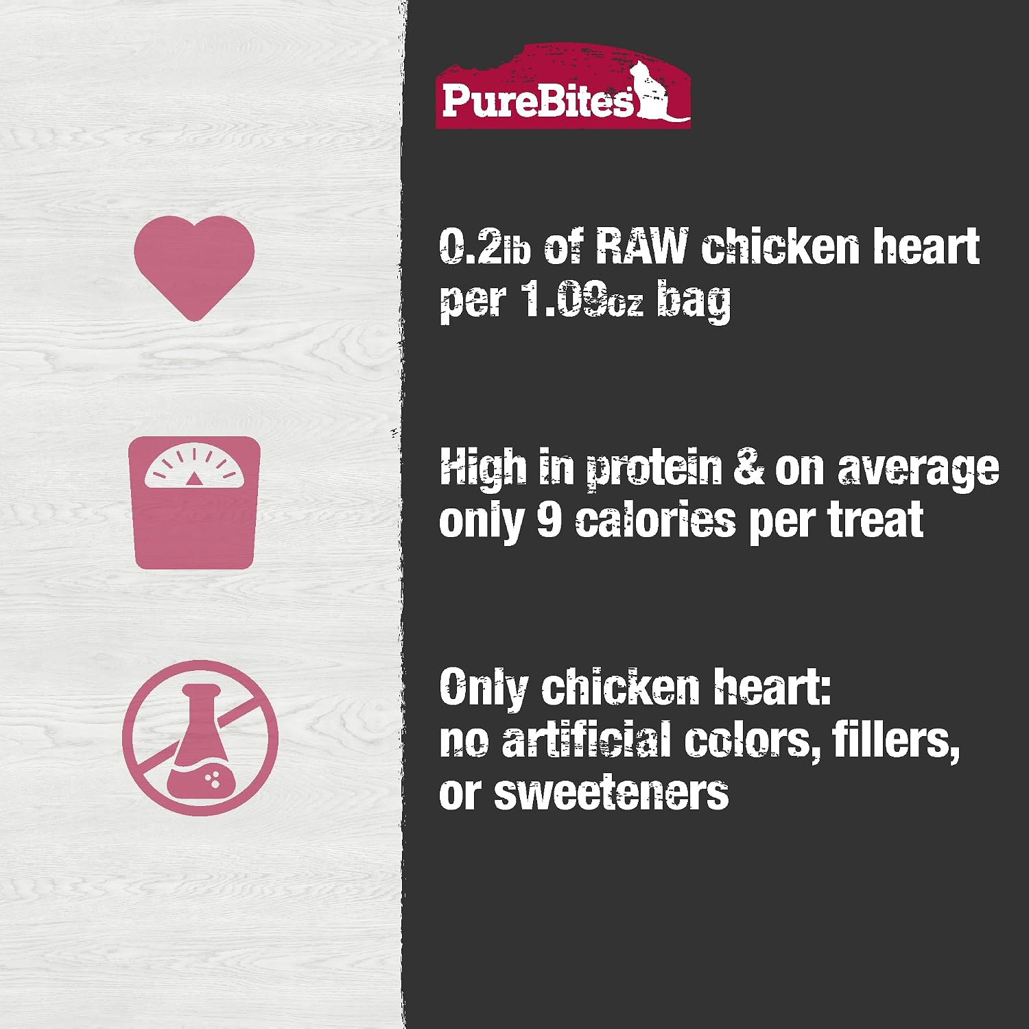 Nutrient dense chicken heart cat snack 1.09 ounce bag