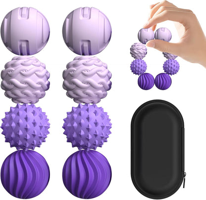 8Pcs Silicone Magnetic Fidget Toys, Silicone Sensory Ball, Textured Sensory Stress Relief Balls, Desk Toy for Office & Home, Cool for Men & Women (Age 14+) - Violet - Image 1