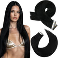 Moresoo Black Tape In Hair Extensions front packaging view premium human hair