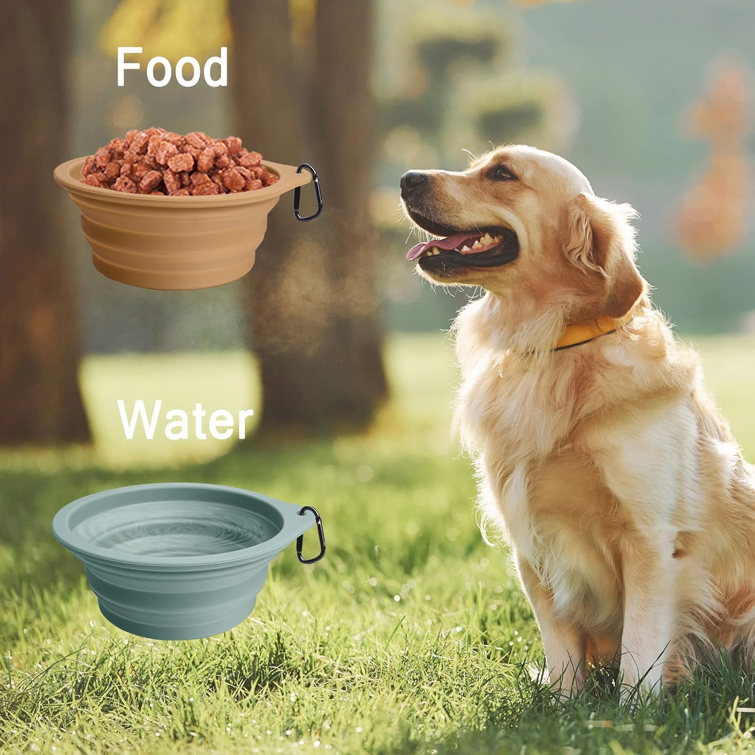 PetBonus food grade travel pet bowls for dogs and cats water feeding side view