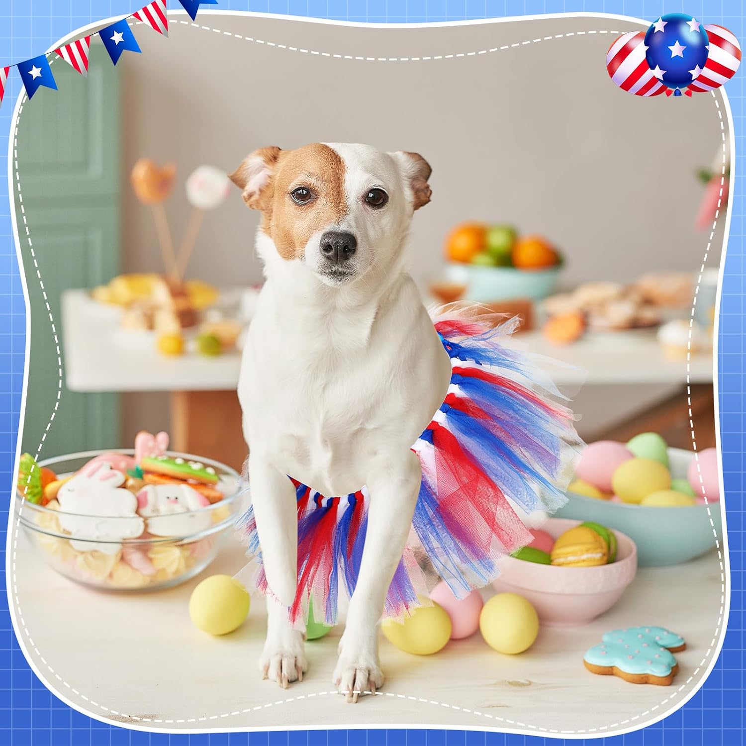 Locmeo patriotic dog tutu costume for holiday birthday party events