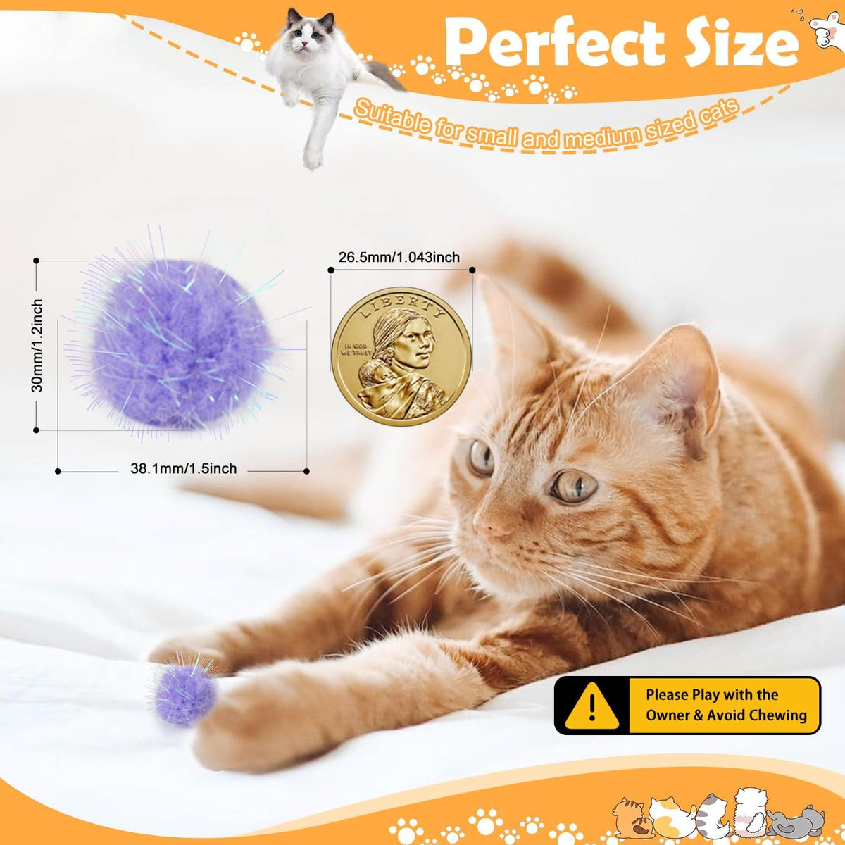 Multicolor interactive sparkle balls for cats