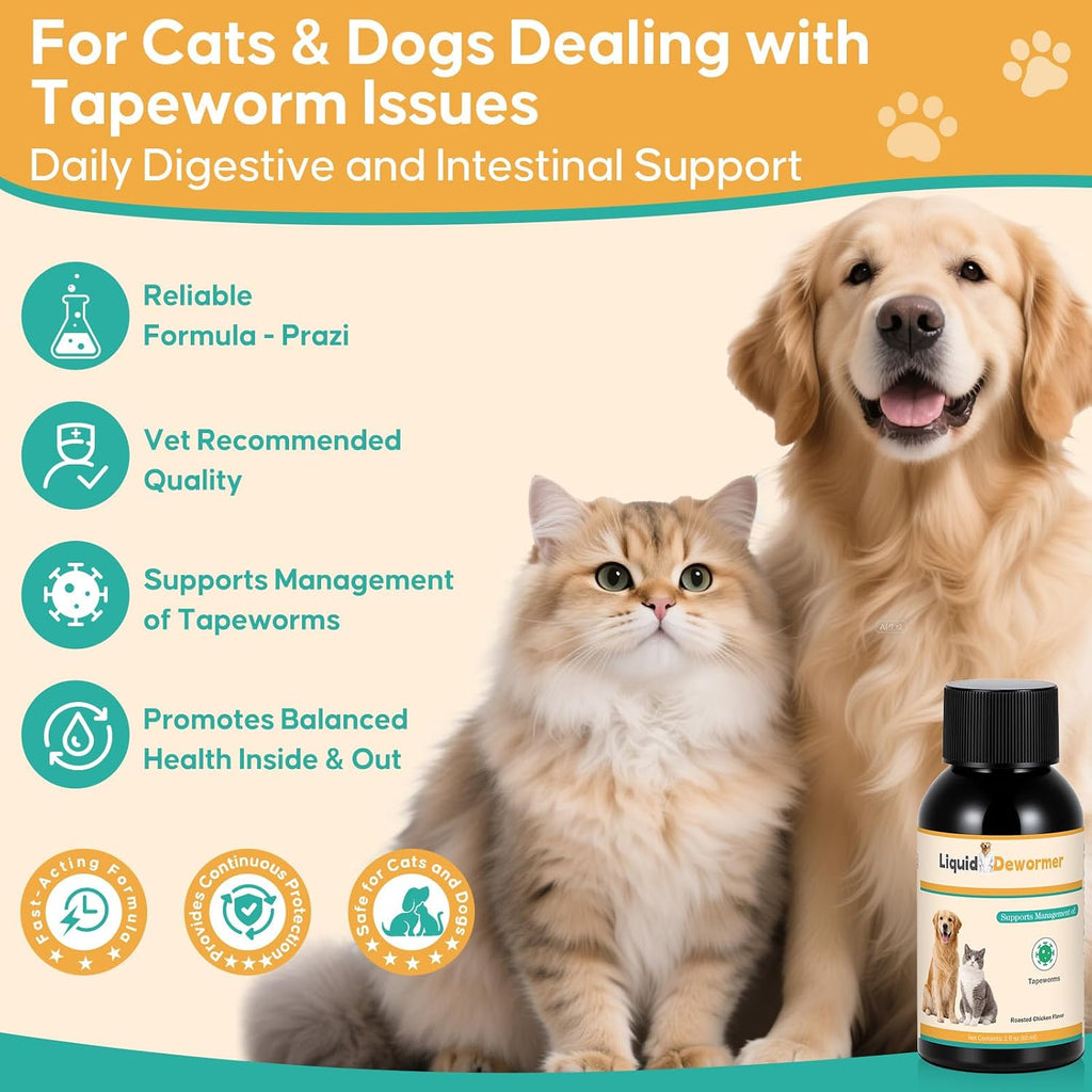 BiKontrun liquid tapeworm support formula roasted chicken flavor for cats and dogs packaging.
