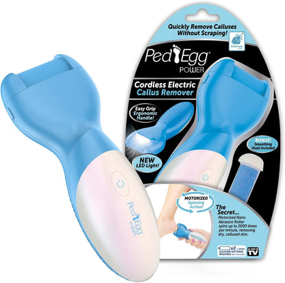 PedEgg Power cordless motorized callus remover front view for smooth feet.