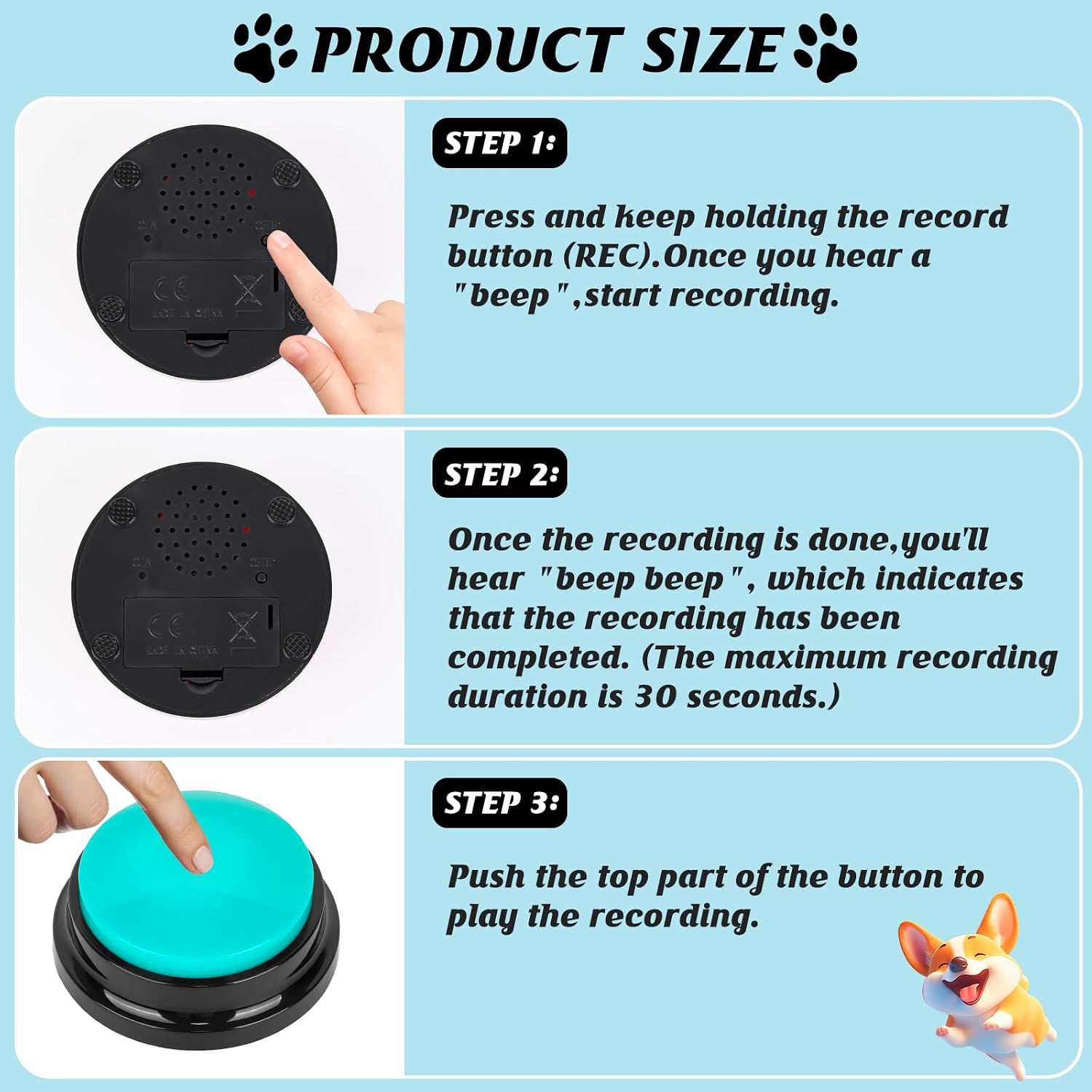Zzhxkjhky recordable training buttons showing the built in microphone and recording mechanism.