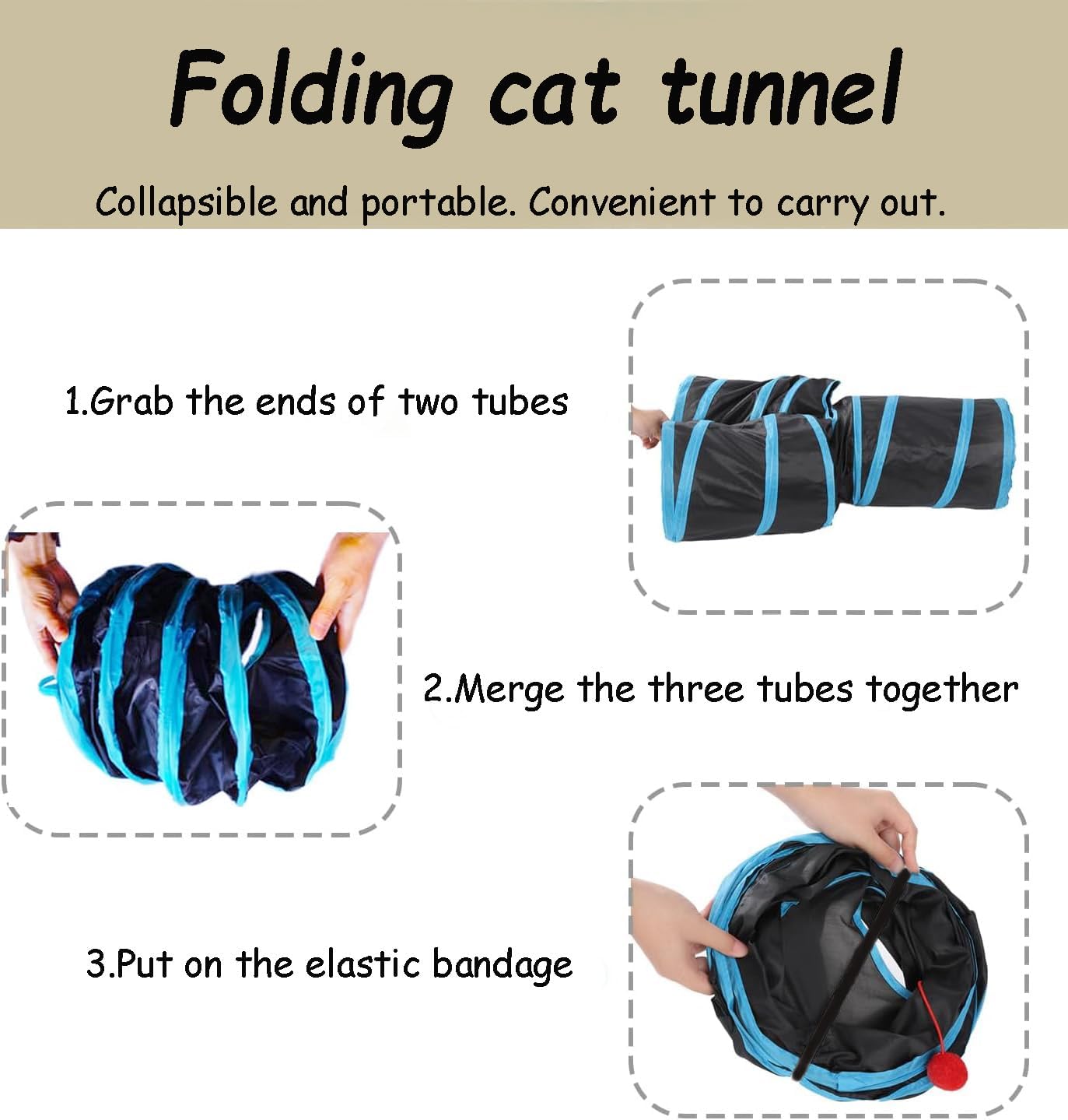 Durable polyester small pet tunnel for indoor rabbits and puppies