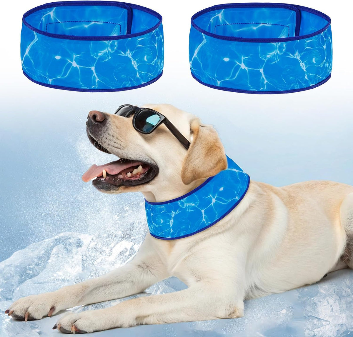 BEAUTYZOO dog cooling bandana front view ice blue pattern