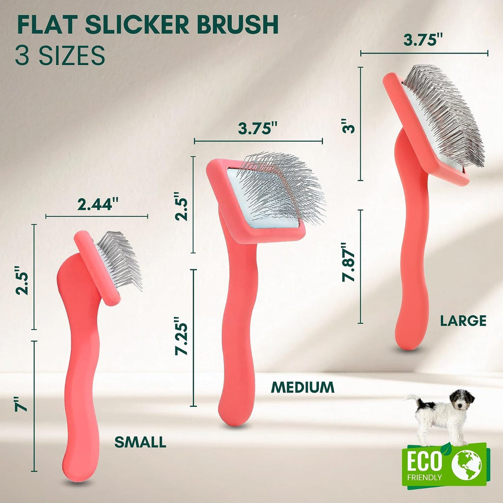 Flat large curved brush head designed for professional poodle and doodle grooming