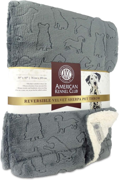 American Kennel Club Premium Velvet Sherpa Pet Blanket Soft and Warm Pet Throw for Dogs & Cats - 40"x30" - Brown - Image 9