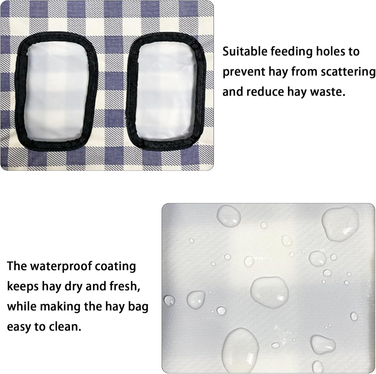Rabbit Hanging Hay Feeder Bag Large Capacity Small Animal Hay Dispenser 600D Oxford Cloth Rabbit Hay Storage Bag for Bunnies Guinea Pigs Chinchillas (Black) - Image 3