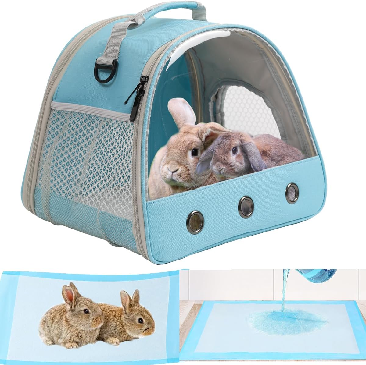 Small Animal Travel Carrier with Absorbent Pad Set, Pee Pad with Leak-Proof Quick-Dry Design for Guinea Pig,Portable Bearded Dragon Bag for Sugar Glider,Hedgehog,Rat,Bunny,Rat - Image 6
