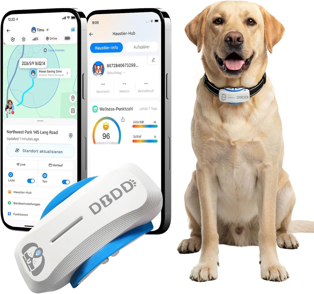 DBDD AI GPS dog tracker front view premium smart pet collar