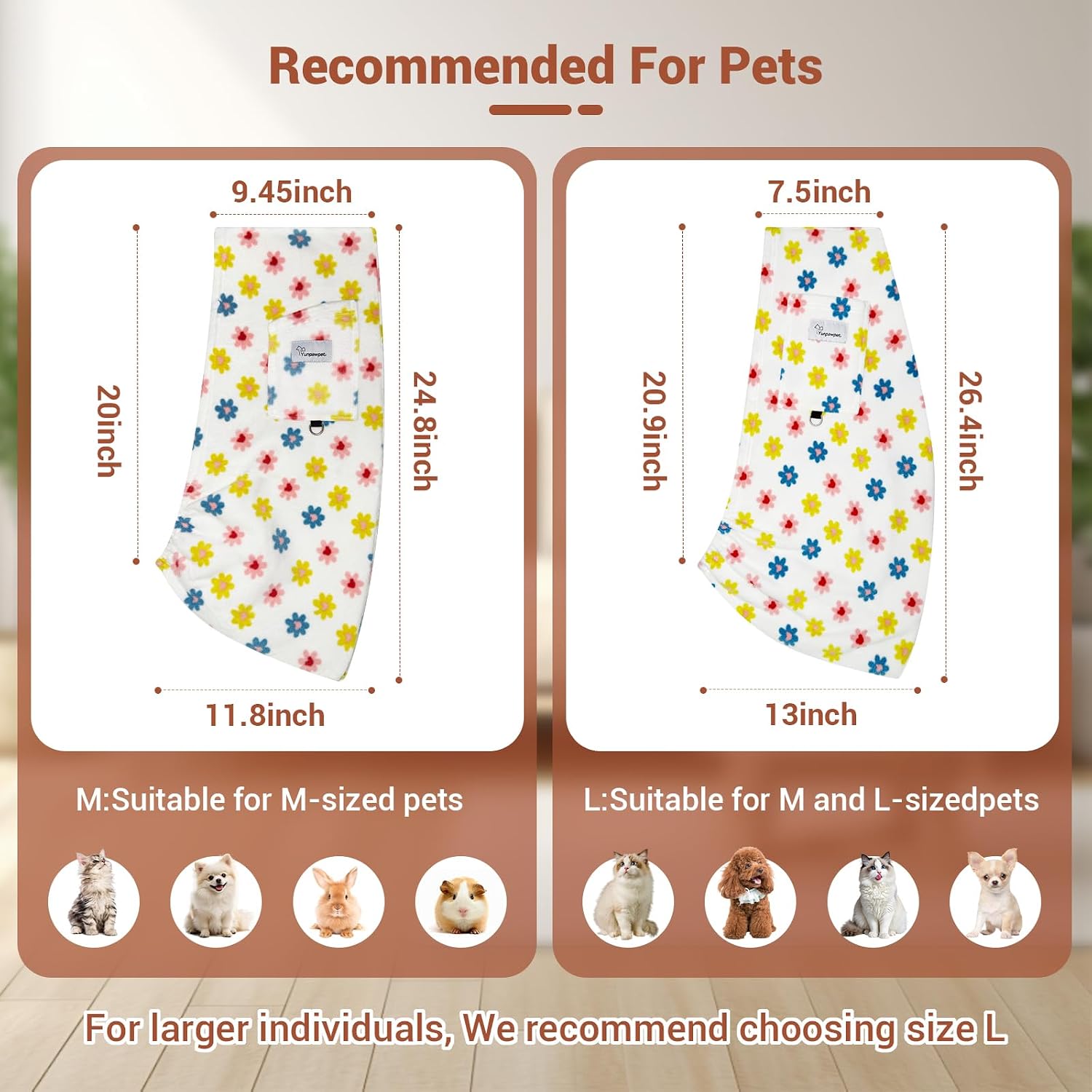 Hands-Free Cat Sling Carrier, Ultra-Soft Polar Fleece Pet Sling for Small Dogs & Cats 3-14 lbs, Machine Washable for Indoor Snuggling & Outdoor Use (Medium, Daisy) - Image 3