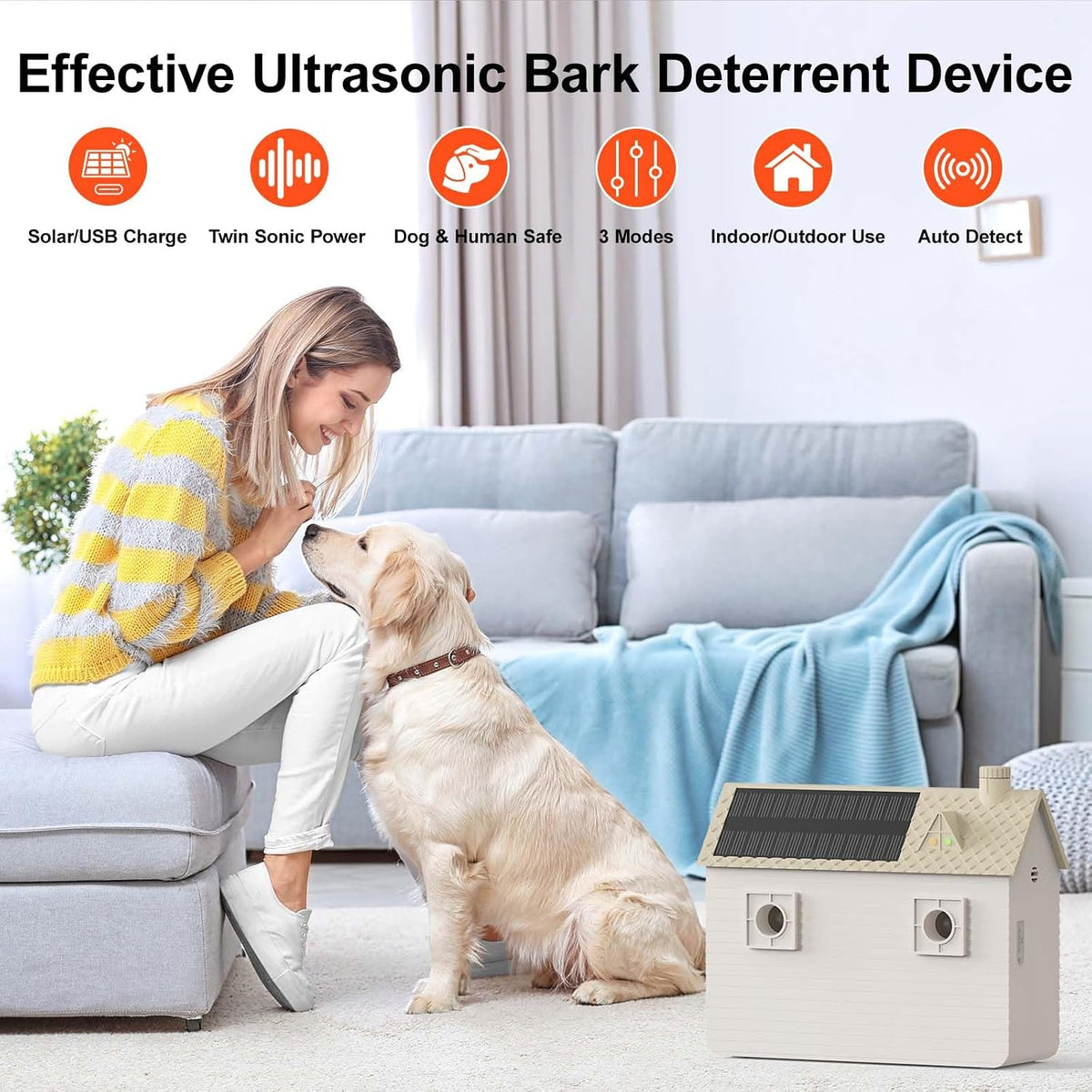HeloDiqiu solar powered dog bark deterrent outdoor setting