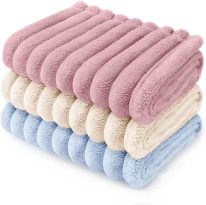LINENLUX 1 Pack 3 Soft Fleece Dog Blanket for Pet Washable Warm Cat Puppy Fluffy Calming Flannel Beige/Pink/Grey Small - Image 12