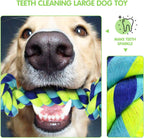 Durable three-knot handled dog tug of war rope toy designed for medium and large dogs