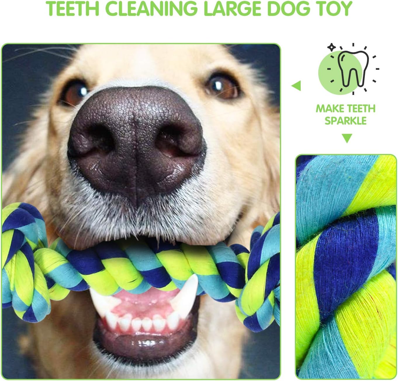 Durable three-knot handled dog tug of war rope toy designed for medium and large dogs