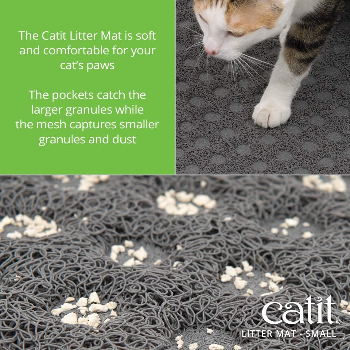 Close up texture of Catit non slip litter mat showing mesh and litter catching pockets